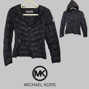 Michael Kors Black Packable Down Fill   Hooded Coat Jacket Womens XS